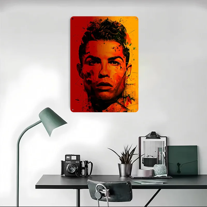 Фото Металлический постер с портретом Криштиану Роналду, винтажная жестяная табличка для декора мужской комнаты, эстетичный декор для дома №4