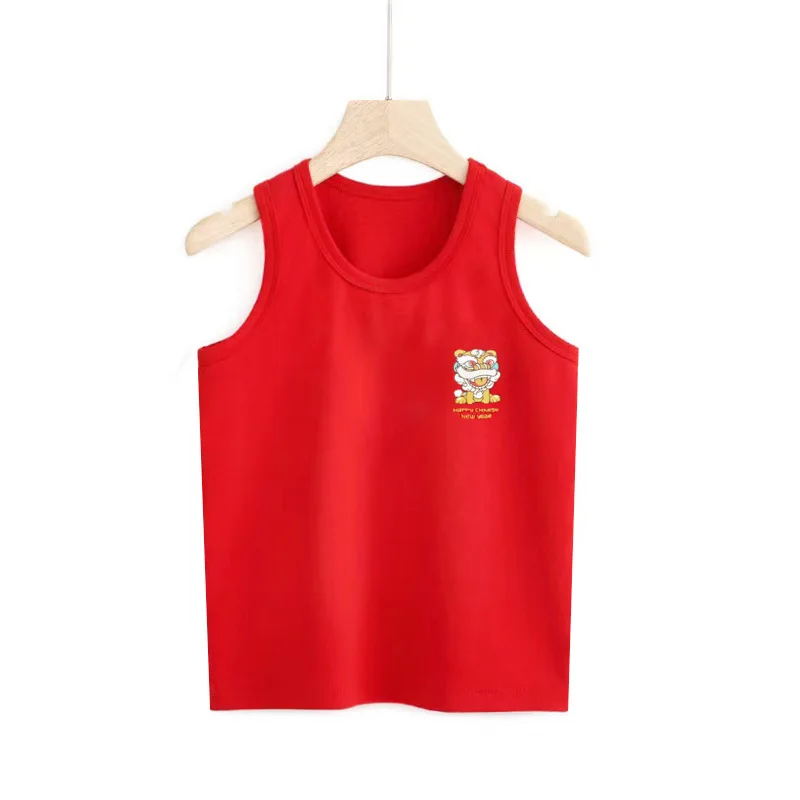 

Boy 2023 Rabbit Lucky Red Singlet Underwear Tank Kids Undershirts Cotton Tanks Tops Size 100-160 Quality Cotton Underwear Tanks