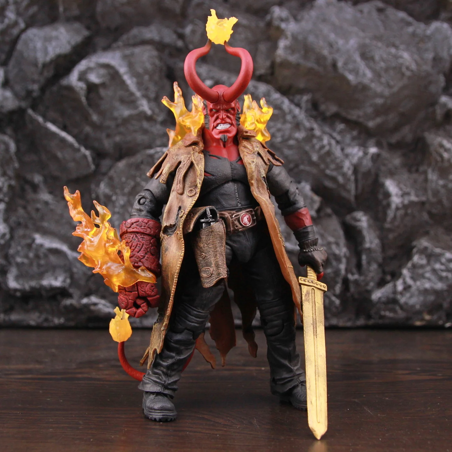 Экшн-Фигурка «Хеллбой» HB с рогом 7 дюймов, ручной пистолет анун Жун рама, сын сатаны, супергерой, игрушки из фильма, кукла, модель