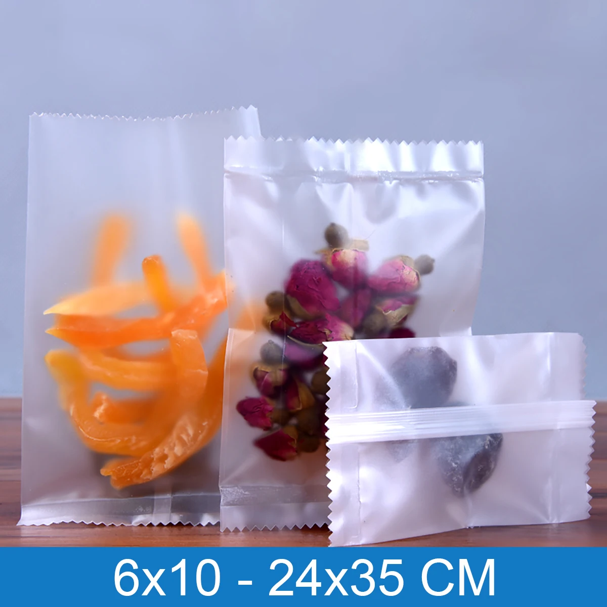 

100Pcs 6x10-24x35cm Hot Seal Bag Frosted Plastic Cake Biscuit Dessert Candy Packaging Bags Food Packing Party Favors Packing