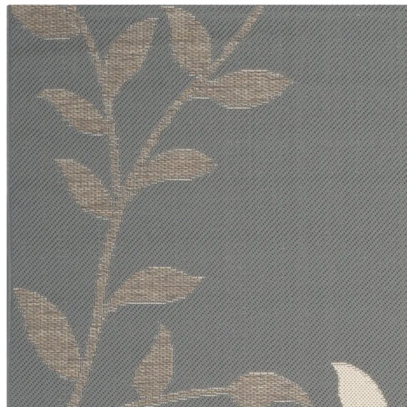 

2" Durable Abraham Anthracite & Beige Indoor/Outdoor Floral Area Rug, 2'7" x 5'2" - Perfect for Any Room in Your Home.