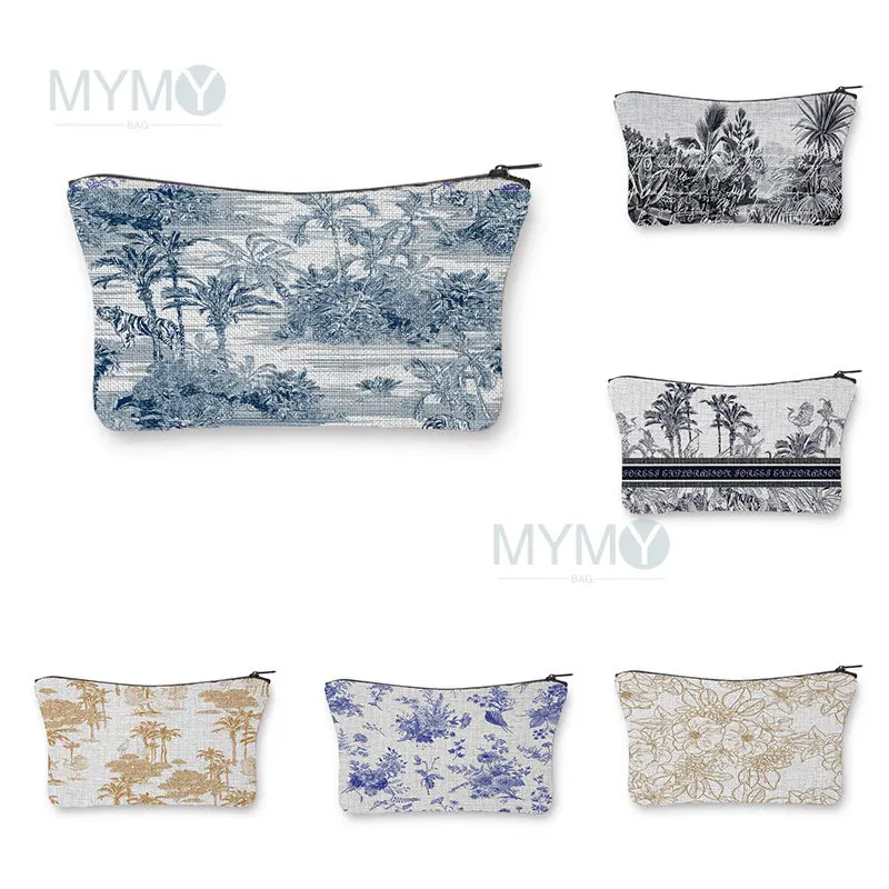 

Vintage Flower Cosmetic Bags Tropical Jungle Women Clutch Personalized Trendy Weddings Party Designer Bag Lipstick Makeup Bag