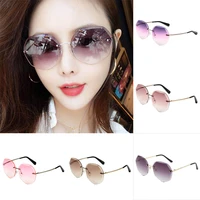2021 new sunglasses womens polygonal crystal sunglasses trimming round face thin sunglasses mens and womens universal glasses