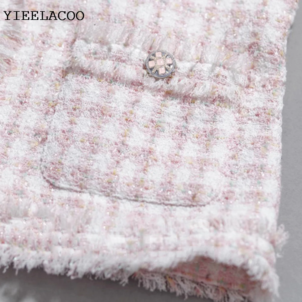 Fashion Small Fragrance Woven Tassel French perfume Pink Tweed Jacket Coat Ladies Spring /Autumn /Winter Classic |