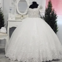 ball gown glitter pearls crystals flower girl dress for wedding puffy kids first communion dress pageant party gown