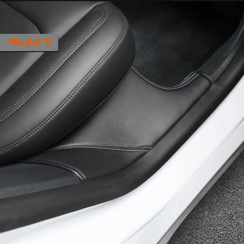 

Кожаная защитная Накладка на порог задней двери для Tesla Model Y 2021 2022, скрытые аксессуары для модификации интерьера 2 шт./компл.