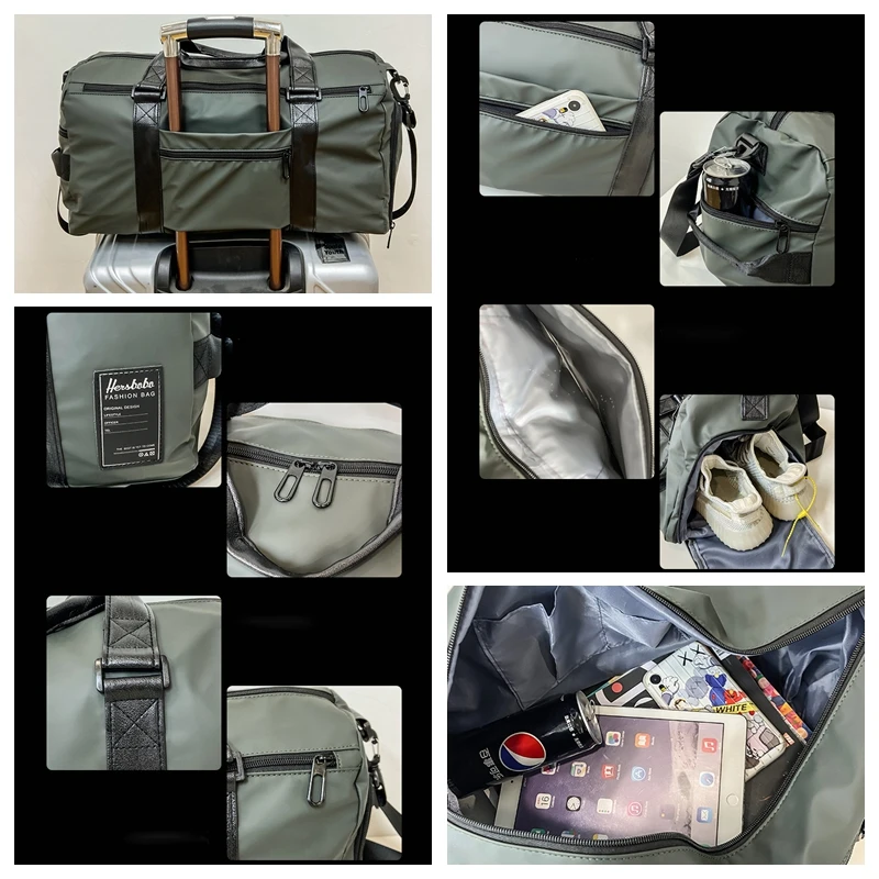 Women Men Gym Fitness Bag PU Large Capacity Yoga Training Bag Travel Duffle Bag Combo Dry Wet Separation Swimming Storage Bag