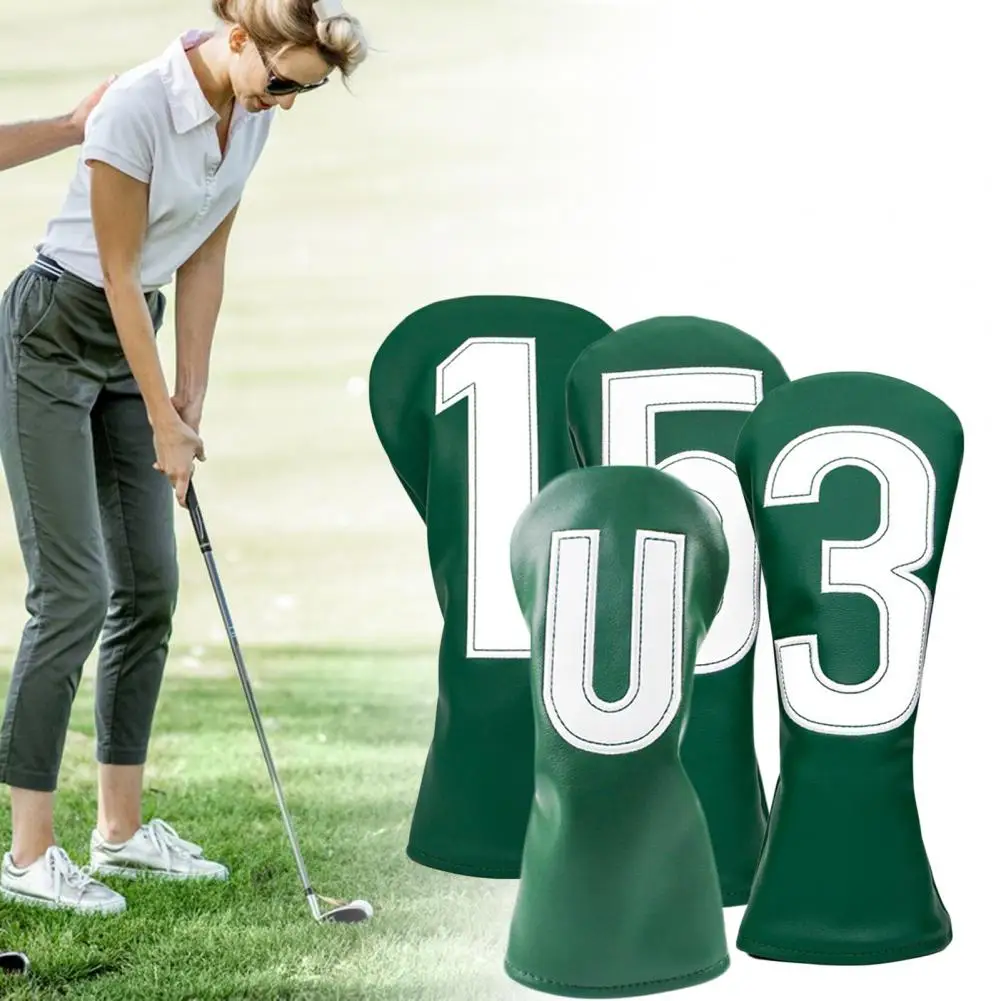 

Faux Leather Golf Club Head Cover Waterproof Golf Club Cover British-Style Green Putter Head Protector Golf Club Accessories