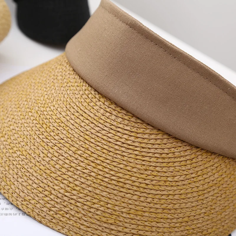Summer Sun Protection Empty Top Hat Women's Fashion All-match Straw Hat Seaside Vacation Beach Sun Hat Trend