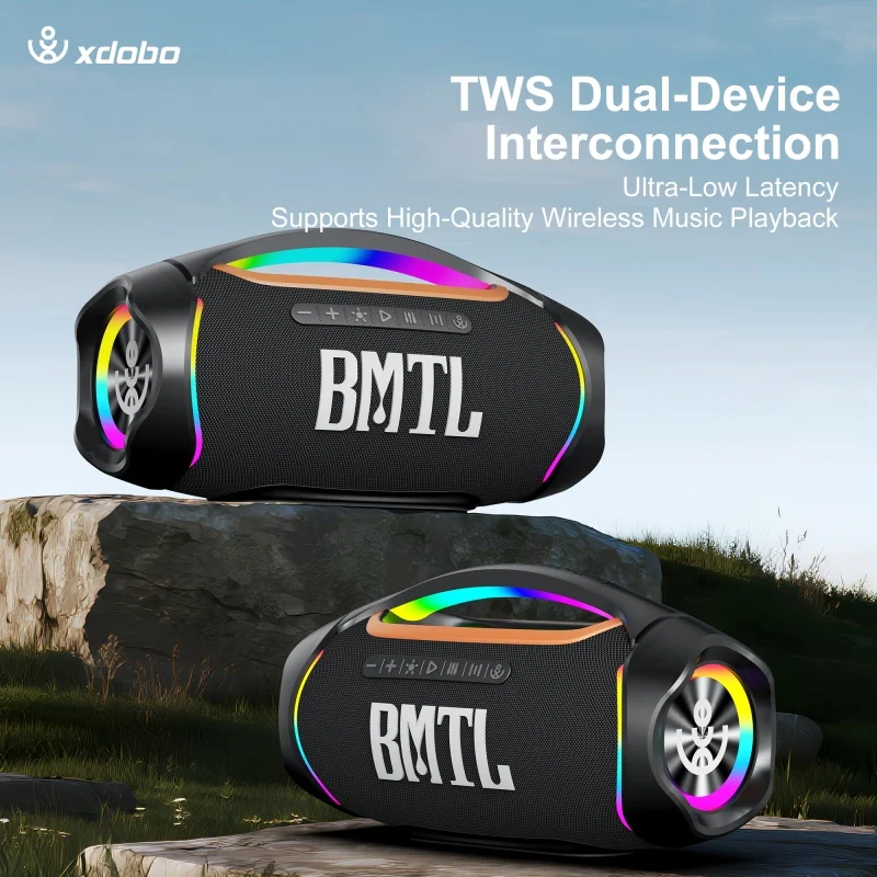 Фото Новая беспроводная колонка BMTL BOOM II 120W с мощными басами, 5,4-дюймовая портативная колонка для вечеринок, RGB-подсветка, пластиковый корпус, Bluetooth-колонка для улицы. №3