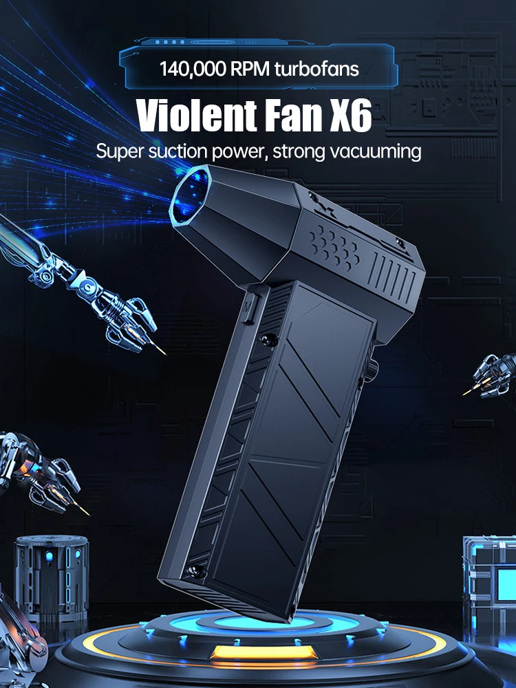 X6 Violent Fan 140000 Мощный воздуходувка в минуту пылесос зарядка типа C сильный ветер 53