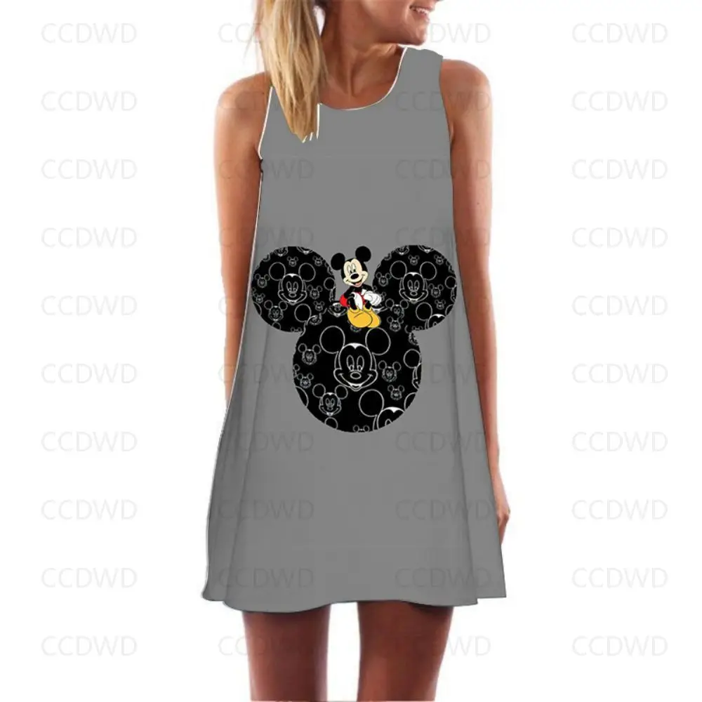 Женское пляжное мини-платье с принтом Минни Маус привлекательное летнее платье