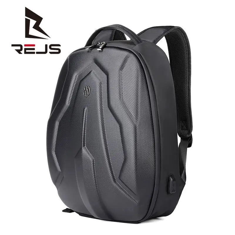 

REJS Men's Waterproof Backpack Fashion Large 15.6 Inch Laptop Backpack for Teenagers Motorcycle School Bag Hard Shell Bagpack