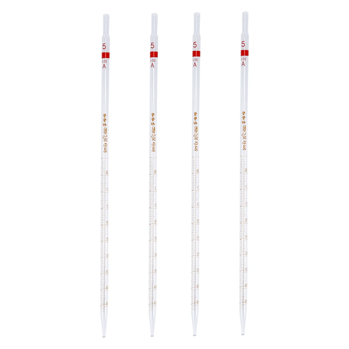 

4Pcs Measuring Pipette Ring Pipette Glass Supply Fluid Transferring Pipette
