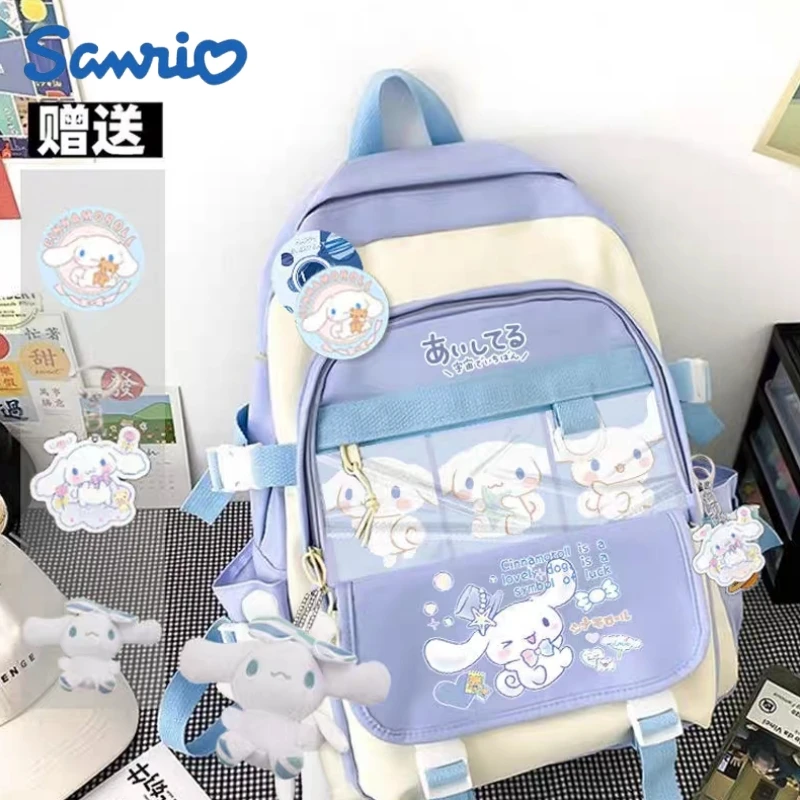 

Anime Sanrio Plush Toy Cinnamoroll Backpack Children Girl Boy Black Blue Schoolbag Kawaii Student School Bag Christmas Gift