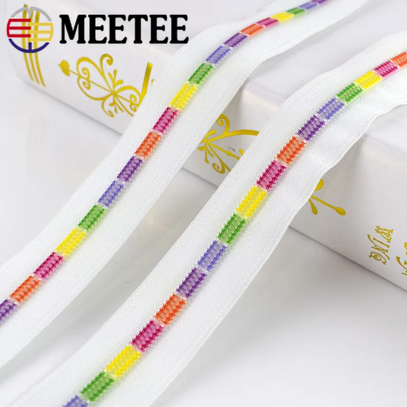 Фото Meetee 2/4/10 метров 5 # белые цветные зубья в катушке, нейлоновые детские сумки, украшение одежды, молния, сделай сам, ремонтные аксессуары ZA026 №1