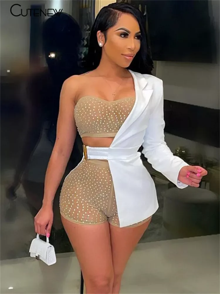 

Новинка 2021, модный Асимметричный Повседневный Женский костюм с поясом средней длины, однотонная универсальная уличная одежда, женские топы...