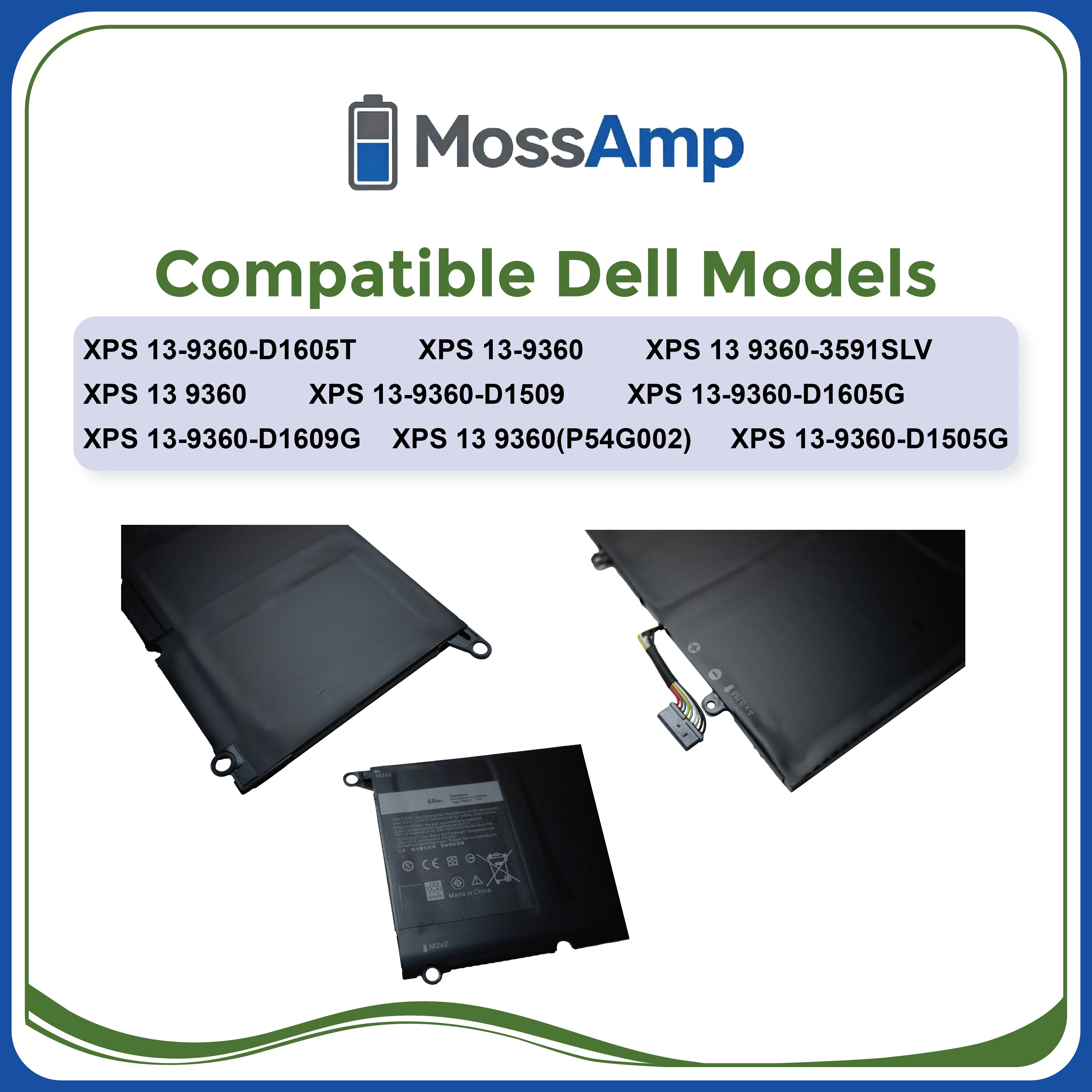 Фото Аккумулятор для ноутбука MossAmp 7.6V 60WH PW23Y для XPS 13 9360 P54G002 TP1GT RNP72 0RNP72 0TP1GT №2