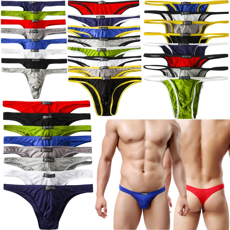 FYXLJJ 4/6/8pcs Low Waist Mens Briefs Temptation Underwear G String Thongs Male Penis Pouch Underwear Men Bikini Masculina Cueca