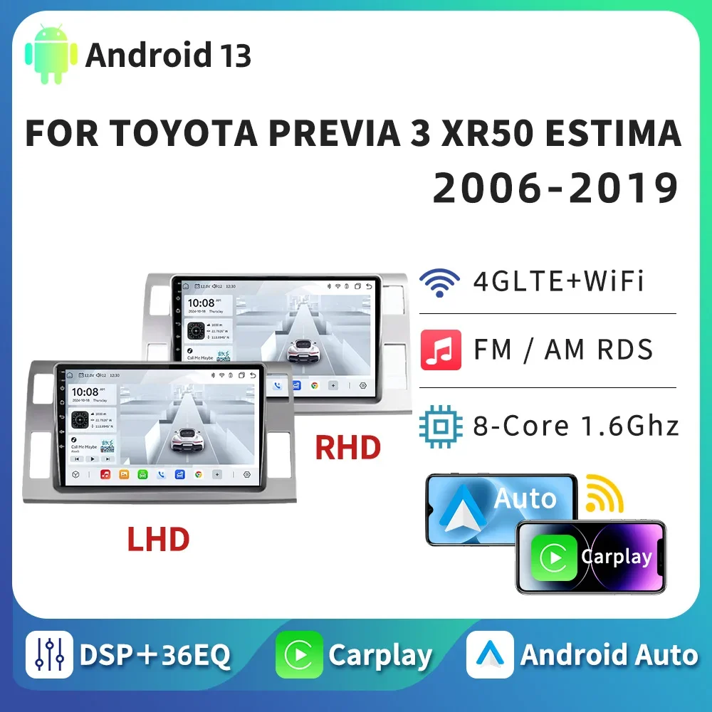Автомобильный радиоприемник HTZM Android Auto для Toyota Previa 3 XR50 Estima 2006-2019 GPS-видео