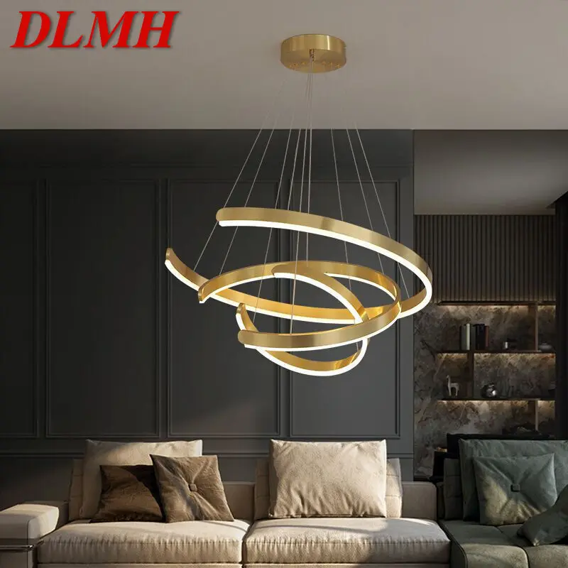 

DLMH Nordic Modern Pendant Lamp Creative LED Ring Fixtures Gold Luxury Chandelier Light For Home Living Room Bedroom Decor