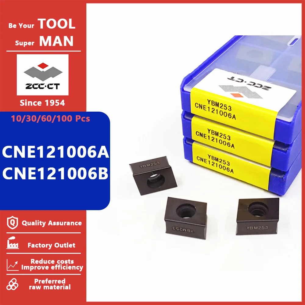 ZCC CT 100Pcs CNE121006A CNE121006B Carbide Insert CNE 121006A 121006B Face Mill Lathe Milling CNC Tools Cutter Milling CNC Tool