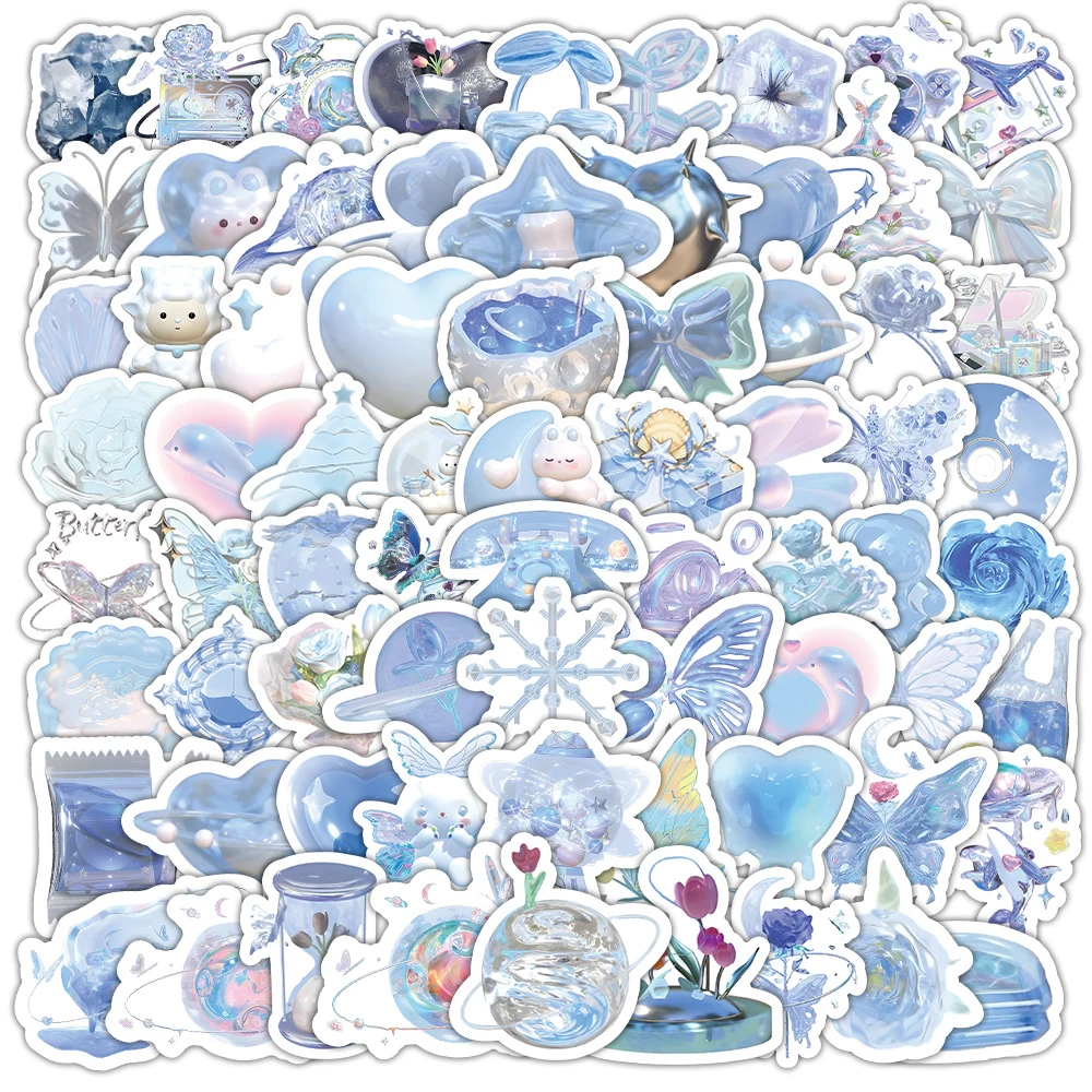 10/30/50/100 шт. INS стиль блестящие синие эстетические наклейки милая девушка