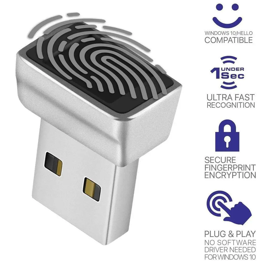 

2023 NEW USB Fingerprint Reader Module for Windows10 、11 Hello, Biometric Scanner padlock for Laptops