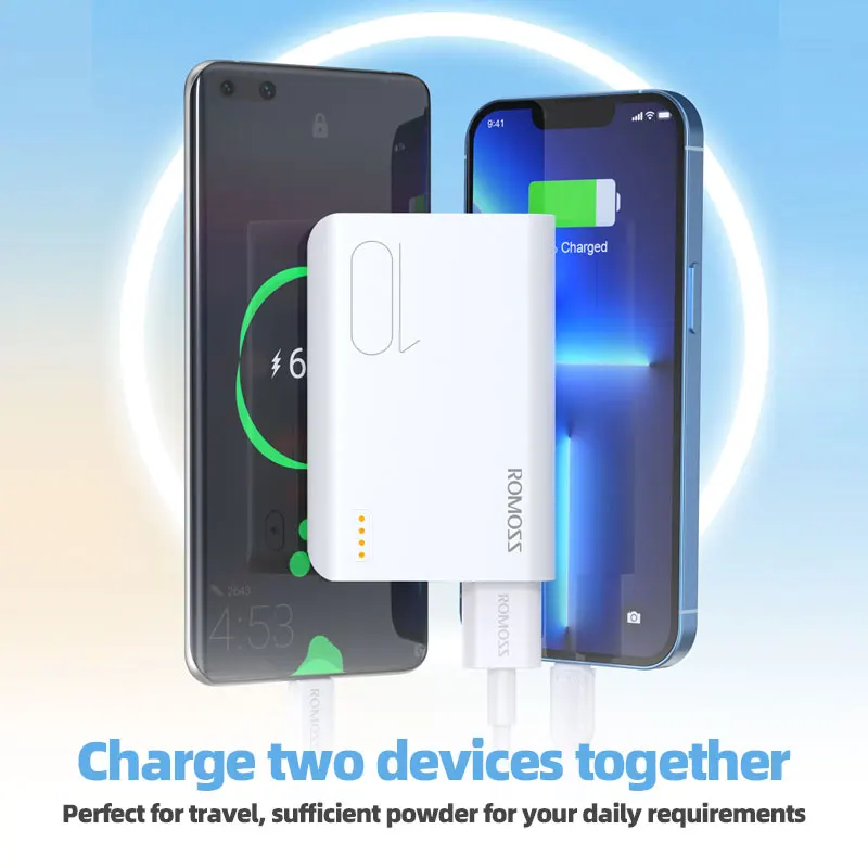 ROMOSS Mini Power Bank 10000 мАч внешний аккумулятор портативное зарядное устройство 10000mAh