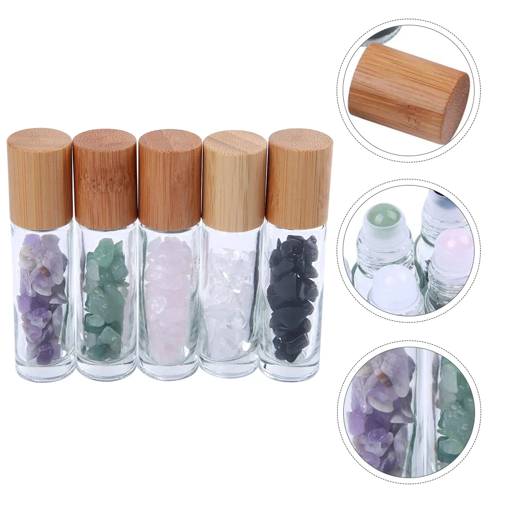 

5Pcs Essential Oil Bottle Natural Crystal Roller Bottle Home Perfume Bottle