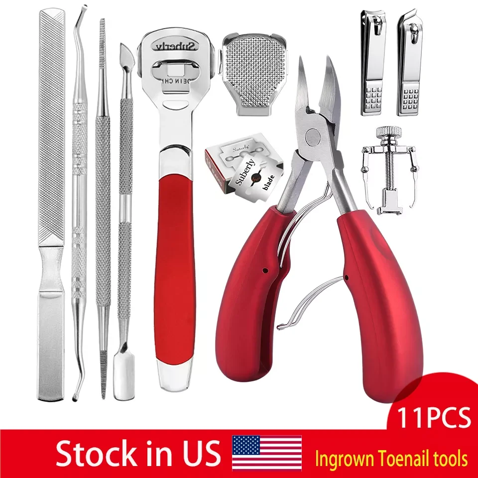 

NEW2023 11Pcs Manicure Tools Kit Ingrown Toenail Removal Pedicure Nail Clipper Cutter Set Correction Clippers Foot Care Pedicur