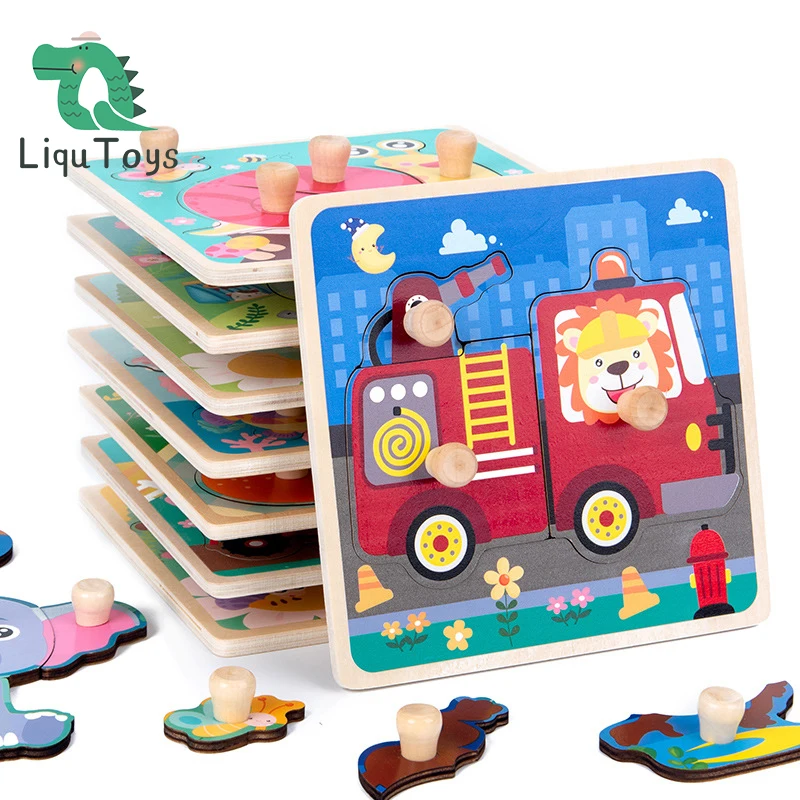

LIQU Wooden Puzzles for Toddlers - Animal Jigsaw Puzzles Montessori Color Shapes Learning Puzzles