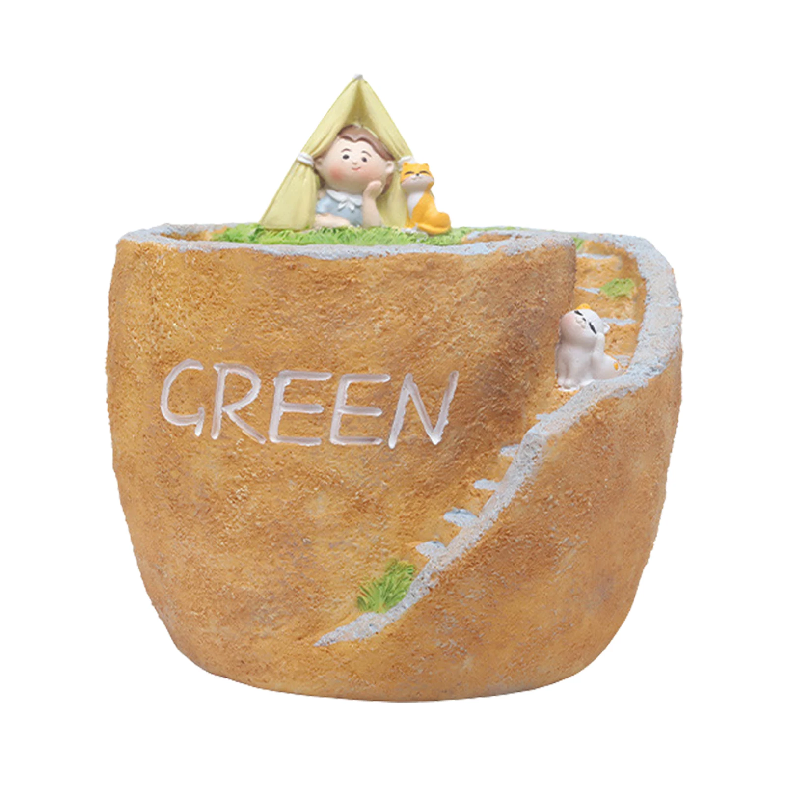 

Creative Garden Succulents Flowerpot Cute Planters Plant Holder With Cartoon Character And Cat Brush Pots Ornaments For