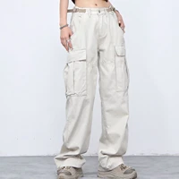 street hiphop overalls pants women oversized straight casual harajuku wide leg pants big pocket cargo pants sports streetwear