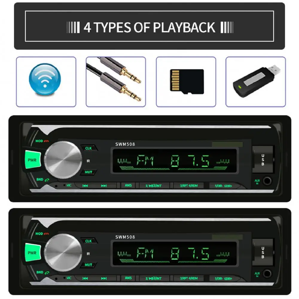 508 12 в автомобильный Bluetooth-совместимый U-диск/TF-карта/AUX/FM-радио аудио стерео