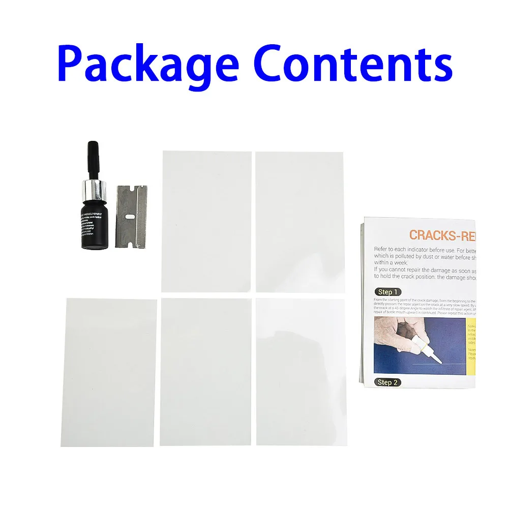 

1set Car Windscreen Glass Repair Resin Cure Strips Sleeve Razor Blade Kit Auto Windshield Cracked Repair Tool Accessories
