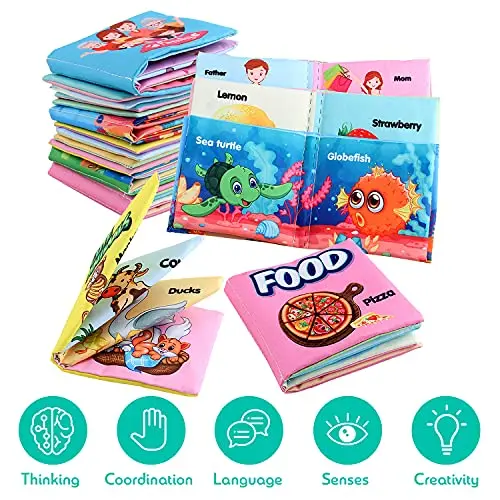 

Baby Books Soft Cloth Book for 0-12 Months Baby 3D Book Animal Family Cognitive Montessori Early Educational Toys for Kids Gift