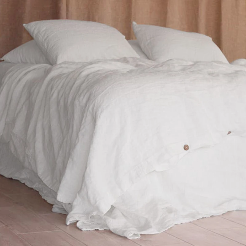 

100% Pure Linen Duvet Cover Set Flax Bedding Set US AU FULL QUEEN KING Quilt Comforter Cover Pillowcases And Flat Sheet 4PCS