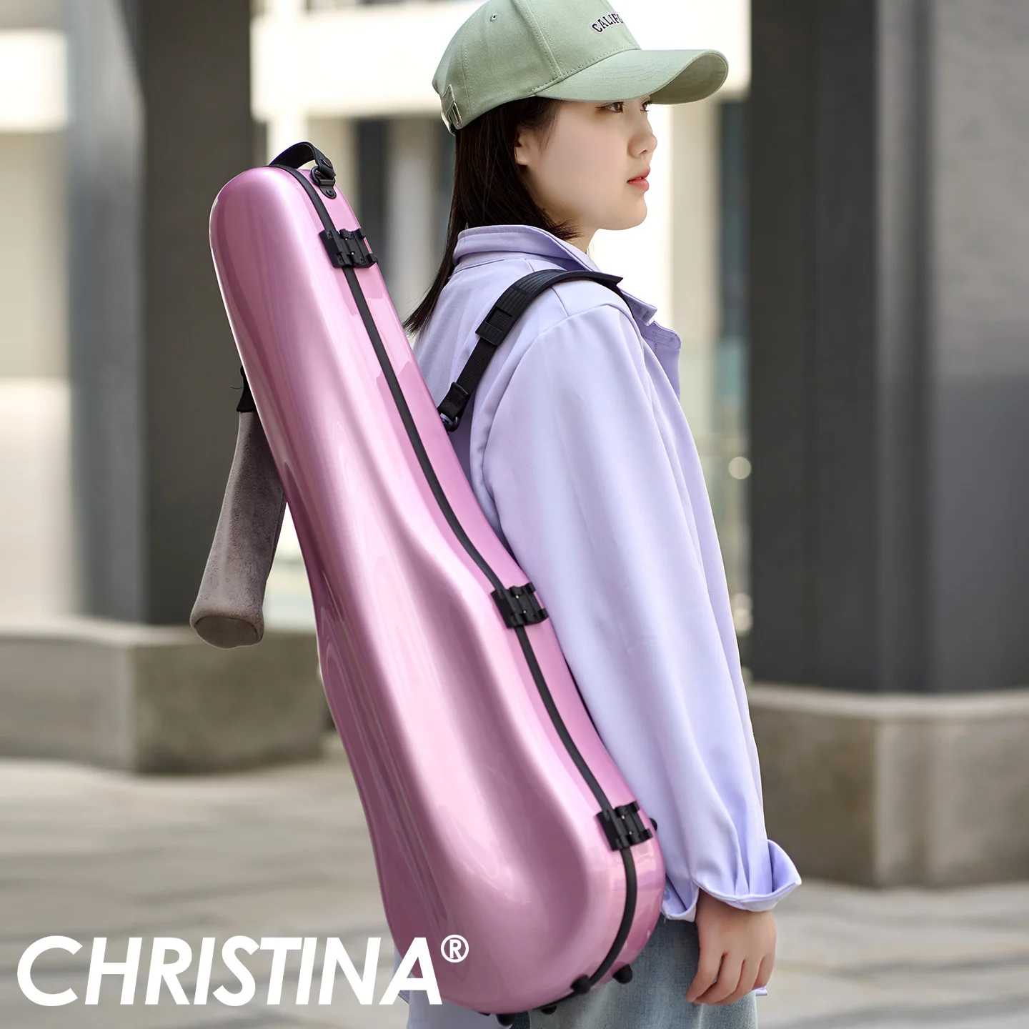 Фото Кейс для скрипки CHRISTINA Premium, вишнево-розовый, VB94-11, светлый, новый стиль, универсальный, легкий, прочный, из композитного поликарбоната, для размеров 4/4-3/4 №3