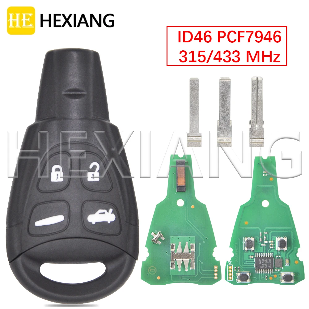 DR LTQSAAM433TX 315/433 МГц ID46 PCF7946Cчип 4-кнопочный автомобильный дистанционный ключ для SAAB