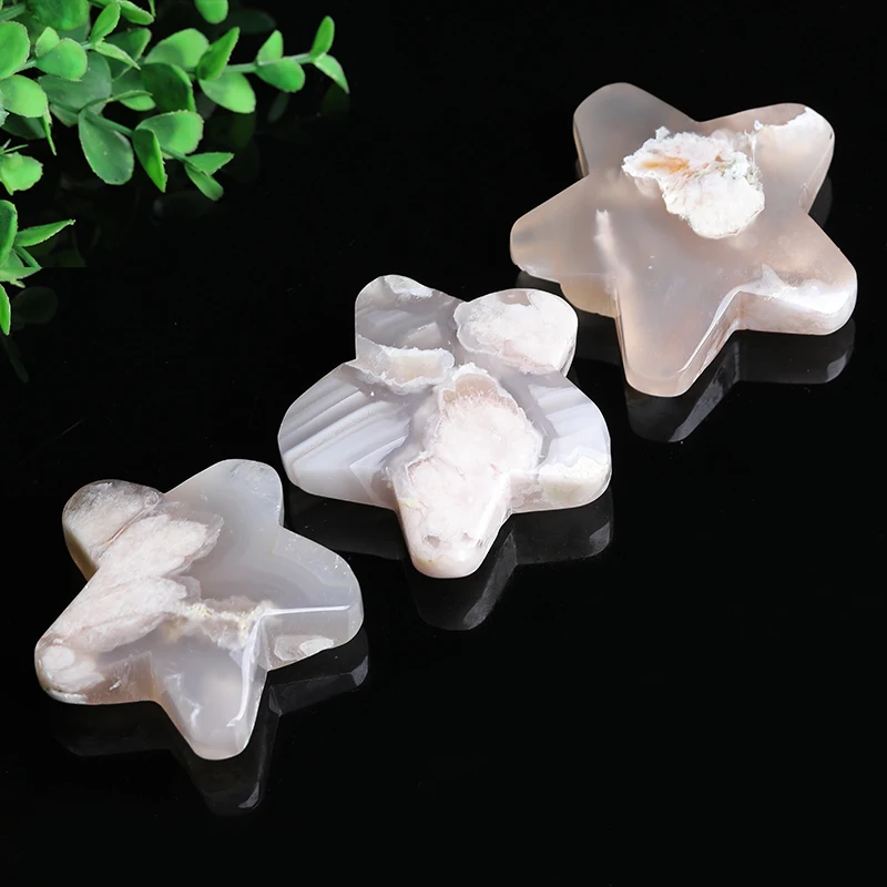 

Natural Sakura Agate Pentagram Room Decor Birthday Gifts Healing Crystal Point Raw Ore Aquarium witchcraft Home Decoration