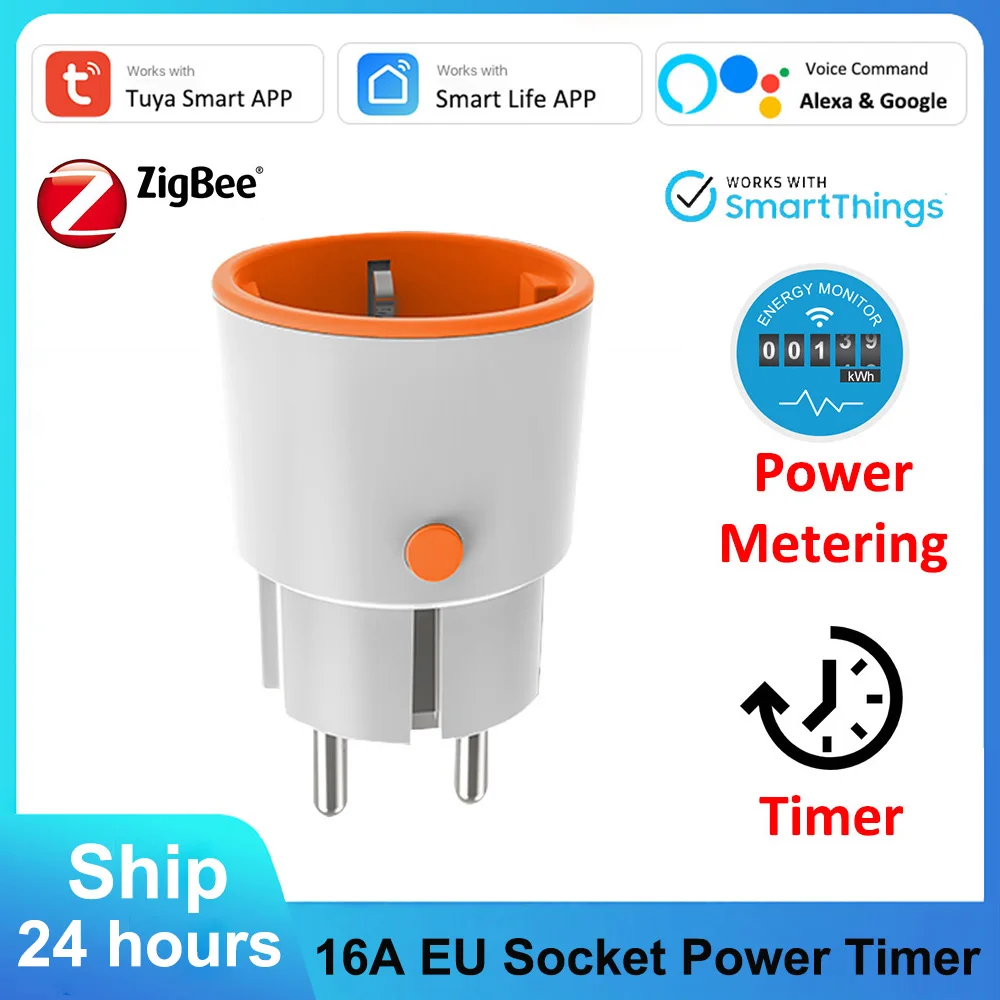

Tuya ZigBee Smart Plug 16A EU FR Socket Power Electric Monitor Timer Compatiable With Alexa Google Smart Life APP Control 3680W