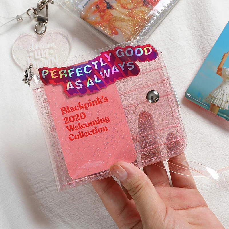 PVC Transparent Waterproof Small Credit Card Purse Business ID Mini Photo Card Holder Pouch for Gift Fashion Girls Card Wallet
