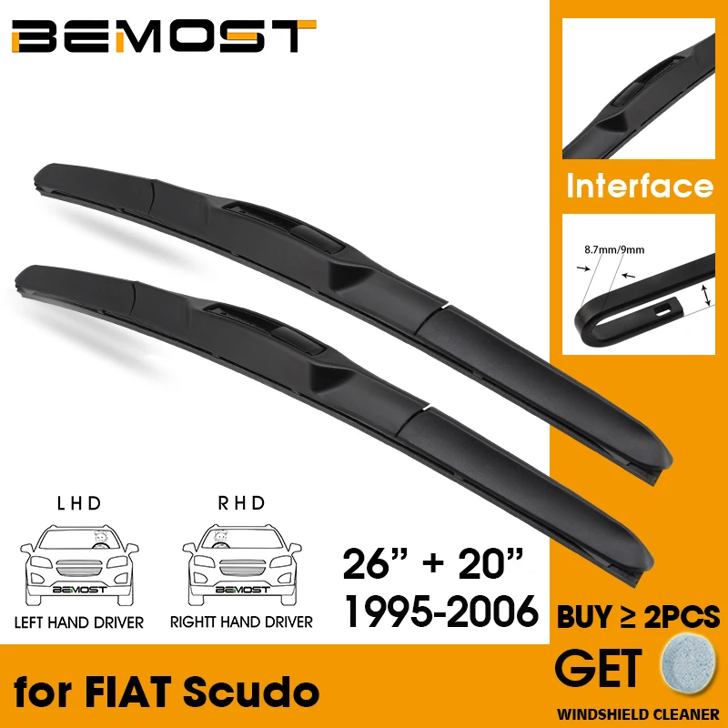 

Car Wiper Blade Front Window Windshield Rubber Silicon Refill Wiper For FIAT Scudo 1995-2006 LHD / RHD 26"+20" Car Accessories