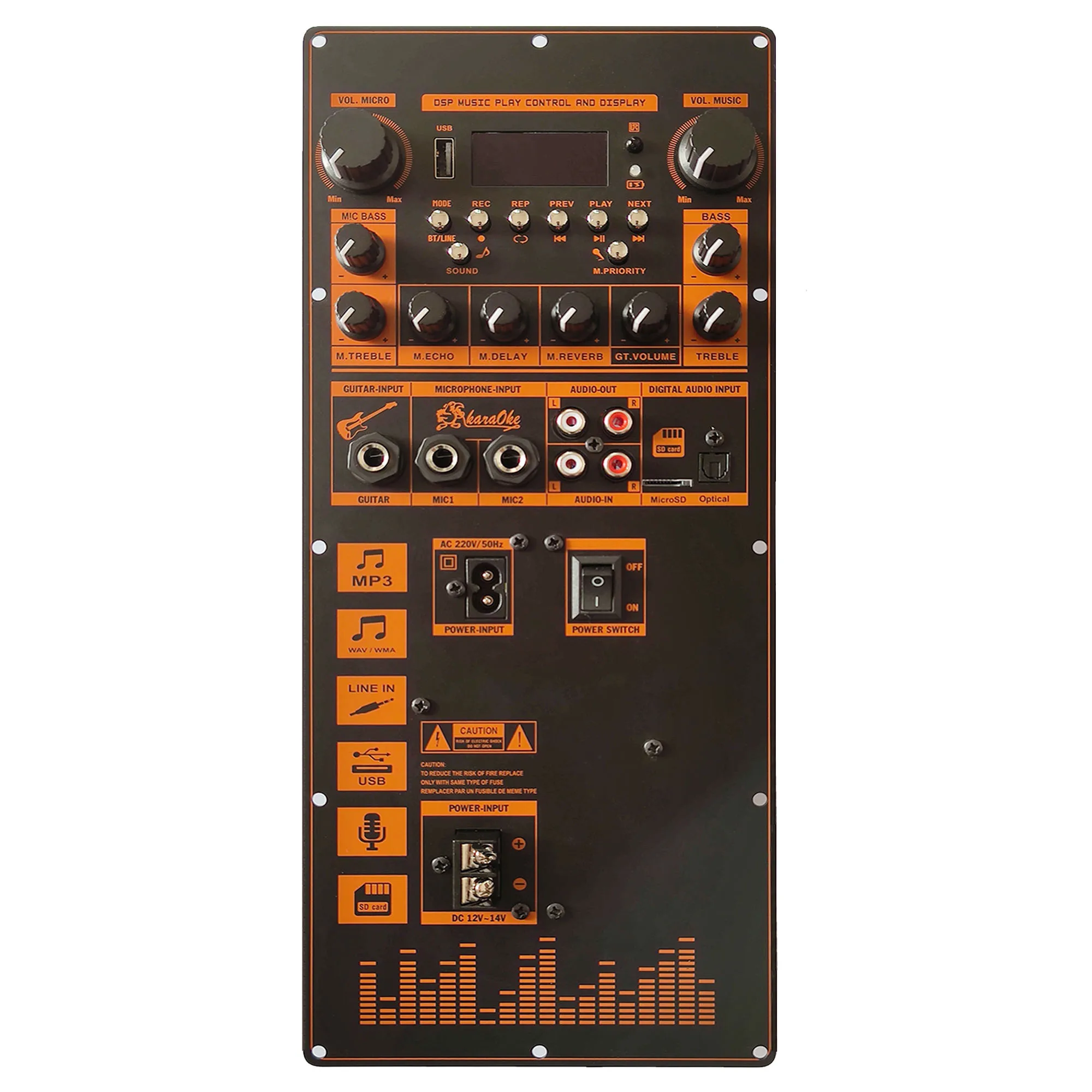 

Плата усилителя 2*220 W 5,0 W для 8-18 дюймового динамика с микрофоном и гитарой