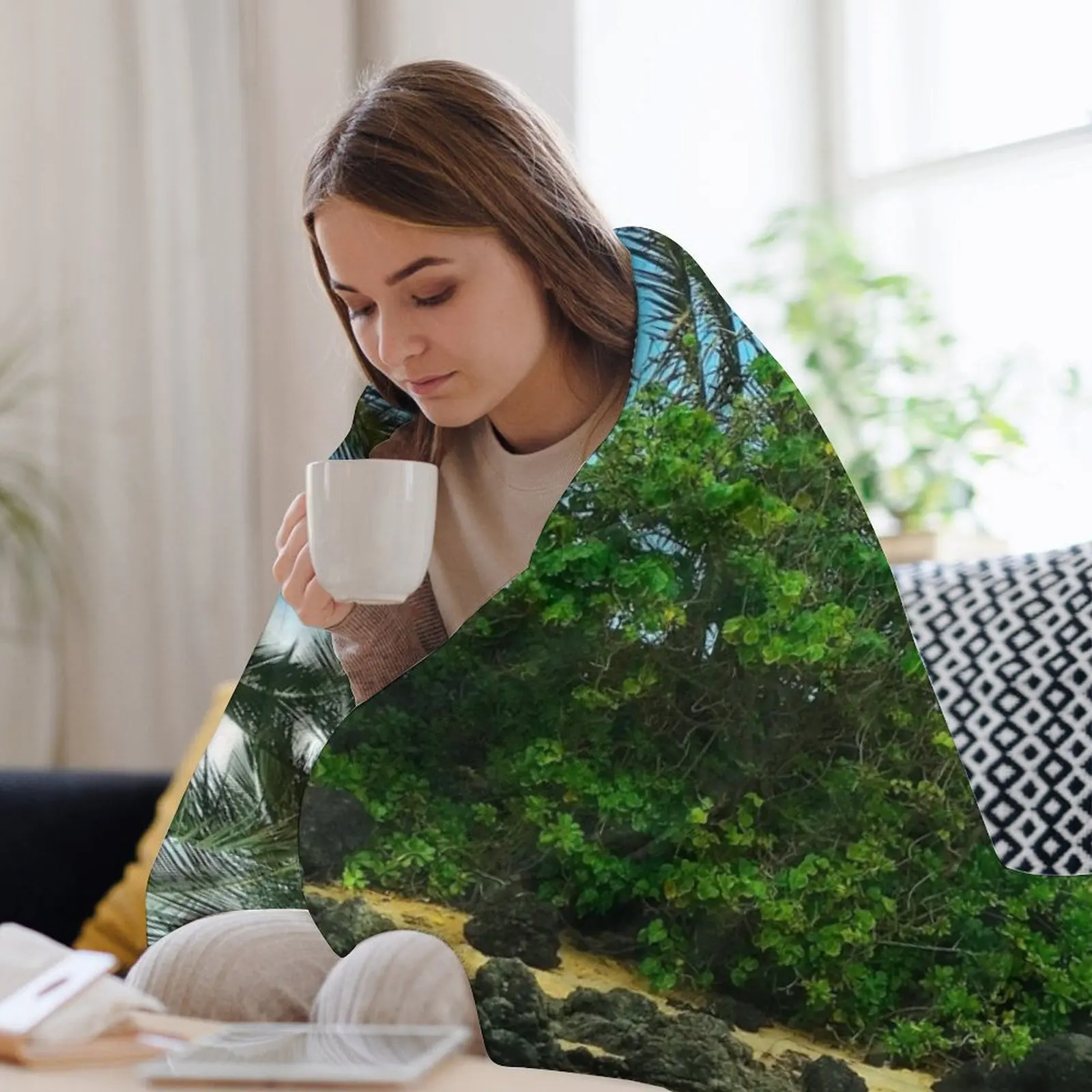 Тропический гавайский пляж в наследственном рай художественное фото одеяло