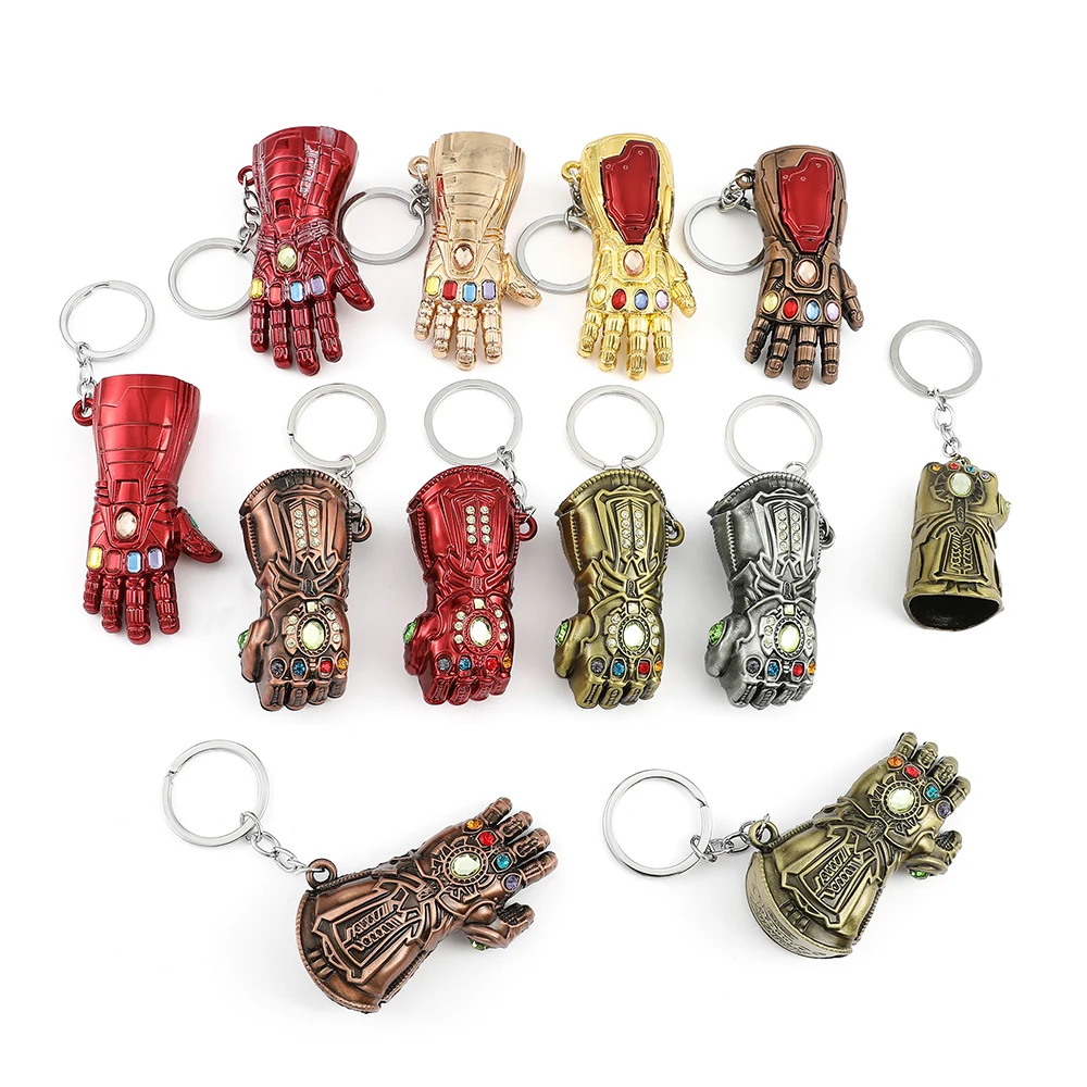 

Marvel The Avengers Thor Hammer Unlimited Gloves Metal Key Chain Keyring Men Women Key Holder Car Keychain Accessories Gifts