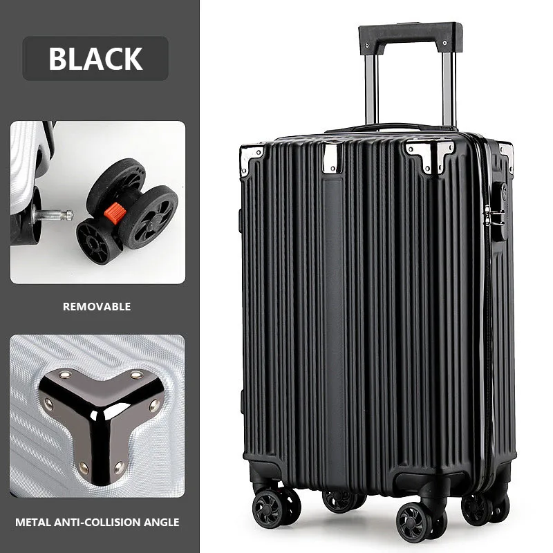 New Fashion Zipper Metal Angle Covered Trolley Case Adult Business Universal Wheel Password Suitcase