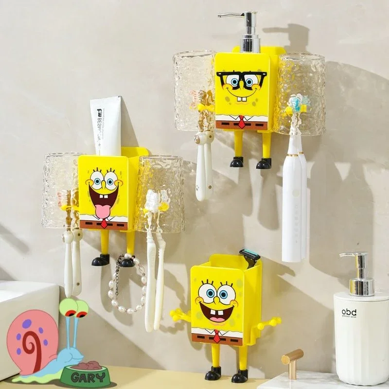 Губка Боб держатель для зубных щеток аниме полка чашек хранения в ванной комнате