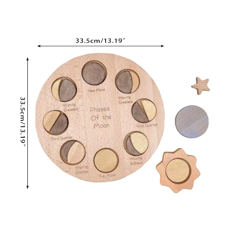 

Moon Phases Puzzle Teaching Tool Montessori Toy Thicken 3D Jigsaw Early Learning Toy Shape Sorting Game Kids Age1+ Gift